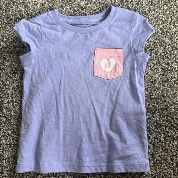 Hurley Toddler Girl Purple T-Shirt with Pink Pocket Size 2T - Picture 1 of 3